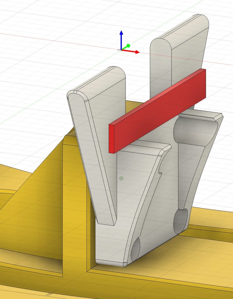 CAD model of the pendulum impact test stand in the Charpy configuration with the specimen supported horizontally at both ends