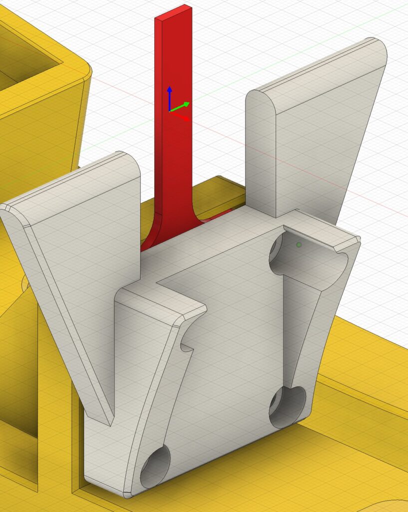 CAD model of the pendulum impact test stand in the Izod configuration with the specimen clamped vertically